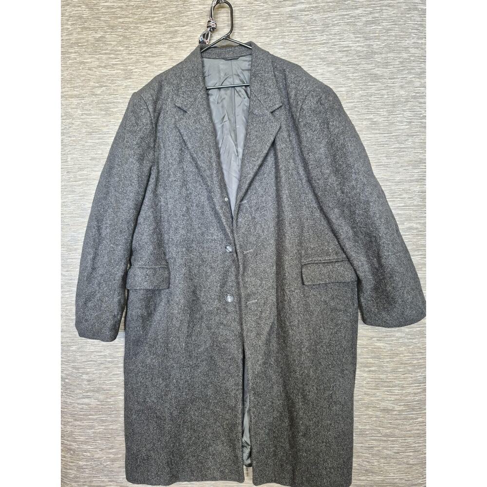 Oakton Ltd Coat Mens 52 Gray Wool Single Breasted Overcoat Lined Warm Winter